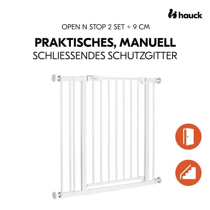 HAUCK Barrière de sécurité Open N Stop 2 avec extension 9 cm (84 cm - 89 cm)