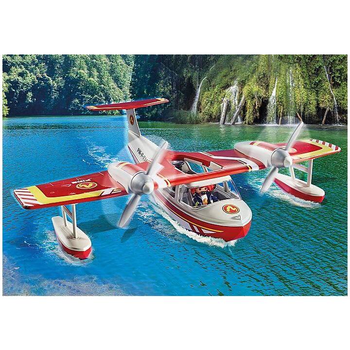 PLAYMOBIL Action Heroes avion de pompier avec fonction d'extinction (71463)