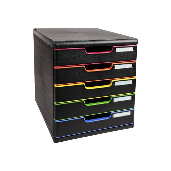 EXACOMPTA Büroschubladenbox Modulo Classic (A4, 350 mm  x 320 mm, Schwarz, Mehrfarbig)