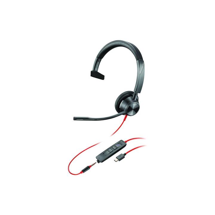 POLY Office Headset Blackwire 3315 MS (On-Ear, Kabel, Schwarz)