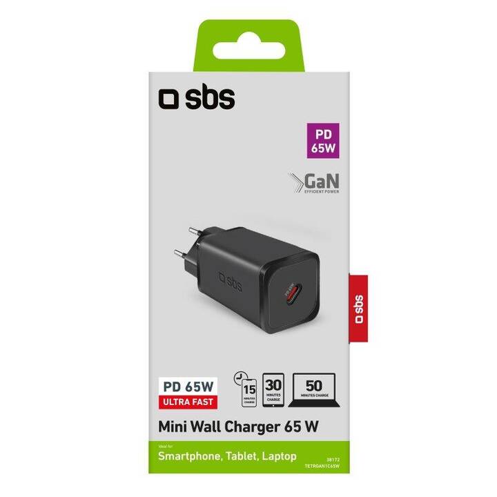 SBS Power Delivery GaN 65W Hub caricabatteria (USB C)
