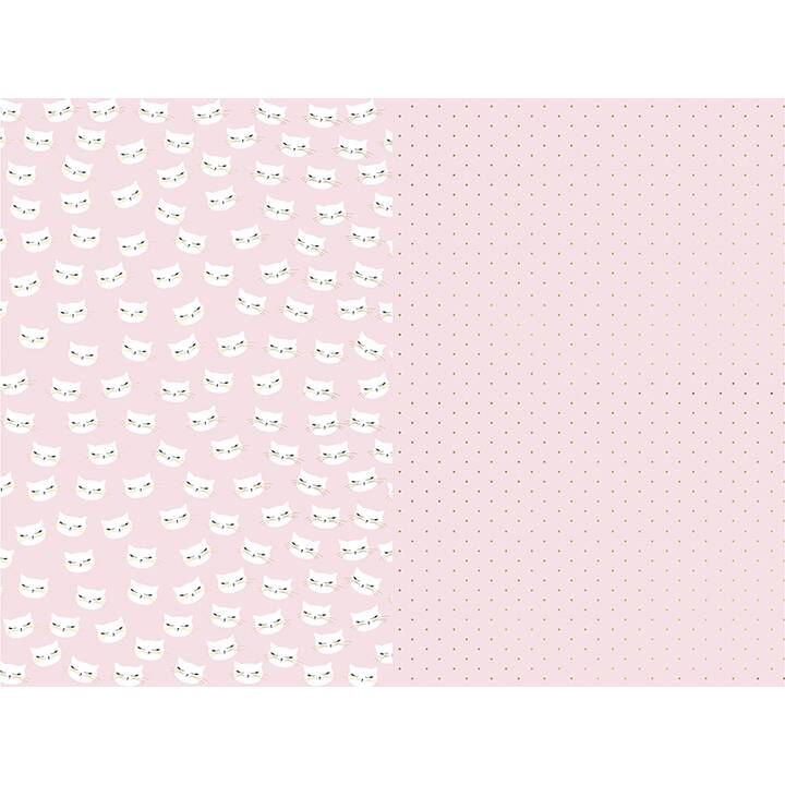 PARTYDECO Papier cadeau (2 Stk, Noir, Pink, Blanc, Rose, Chat)
