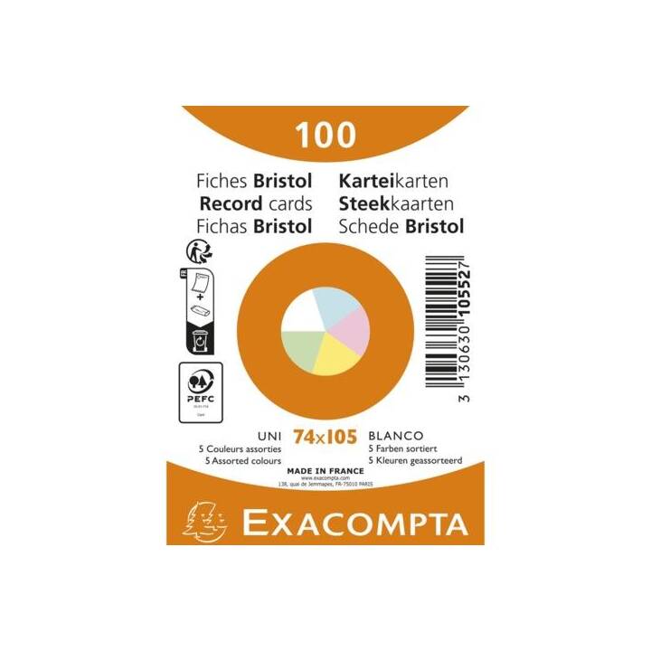 EXACOMPTA Cartes-fiches (A7, En blanc, 100 pièce)