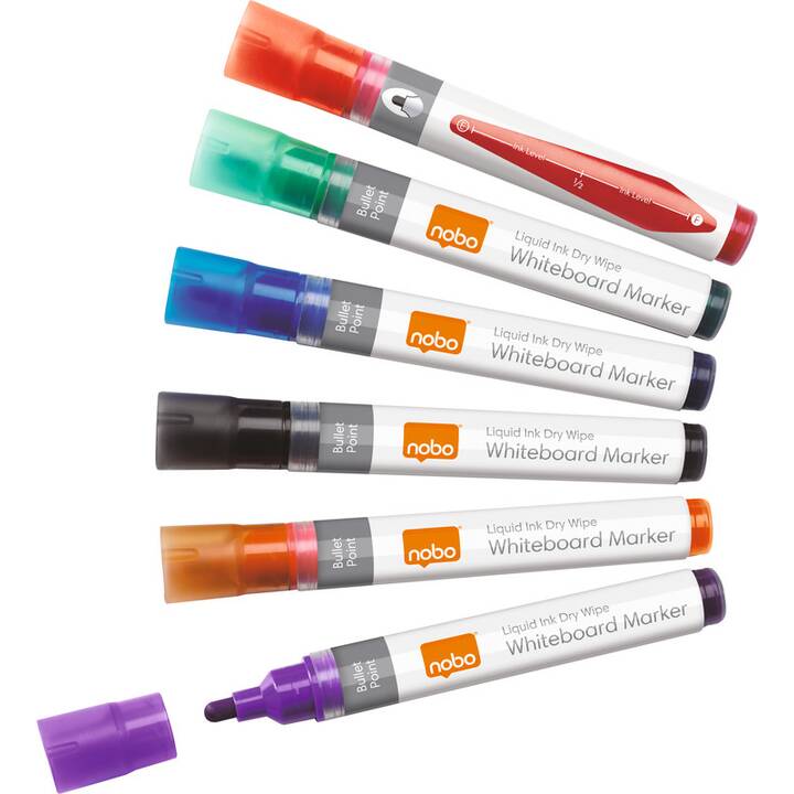 NOBO Whiteboard Marker Liquid Ink (Mehrfarbig, 6 Stück)