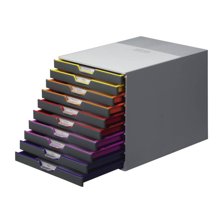 DURABLE Cassettiera da scrivania Varicolor 10 (C4, 28 cm  x 35.6 cm  x 29.2 cm, Grigio, Multicolore)