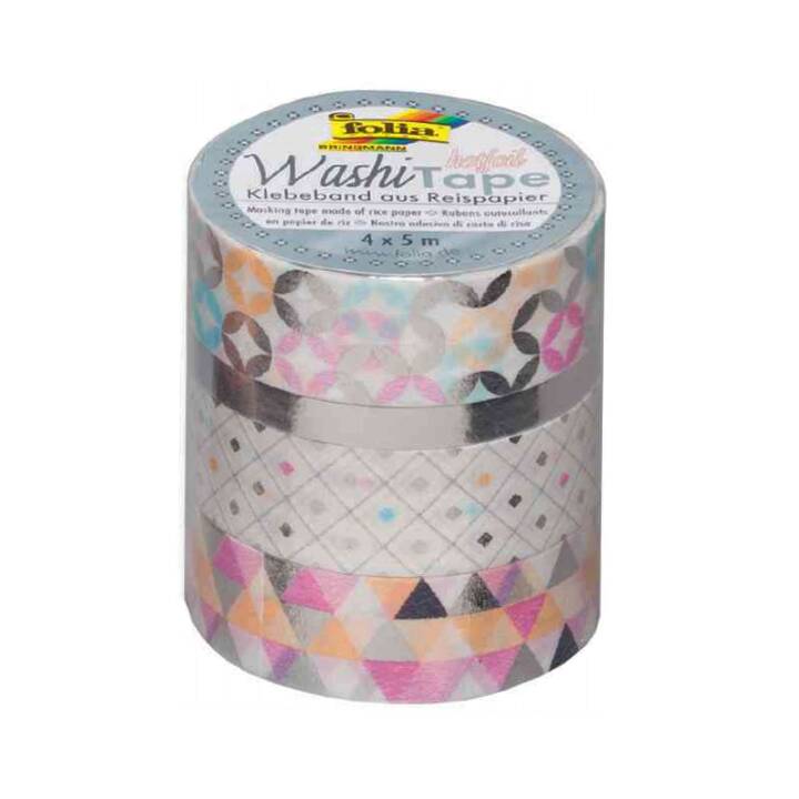 FOLIA Washi Tape Set (Silber, Gelb, Pink, 10 m)