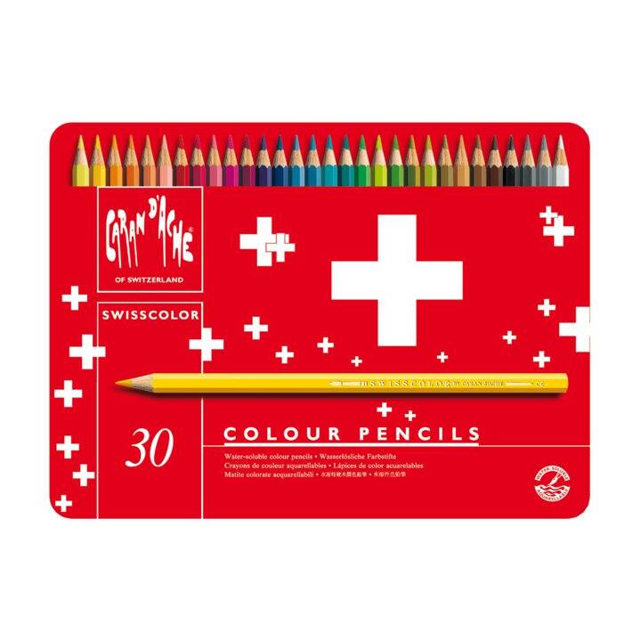 CARAN D'ACHE Crayons de couleur aquarellables (Multicolore, 30 pièce)