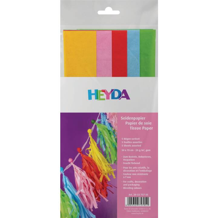 HEYDA Papier de soie (Jaune, Vert, Bleu, Rouge, Pink, 5 pièce)