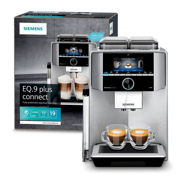 SIEMENS EQ.9 plus connect s700 (Argent, 2.3 l, Machines à café automatique)