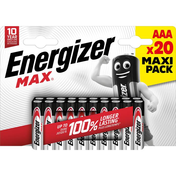 ENERGIZER Max Batterie (AAA / Micro / LR03, Universel, 20 pièce)