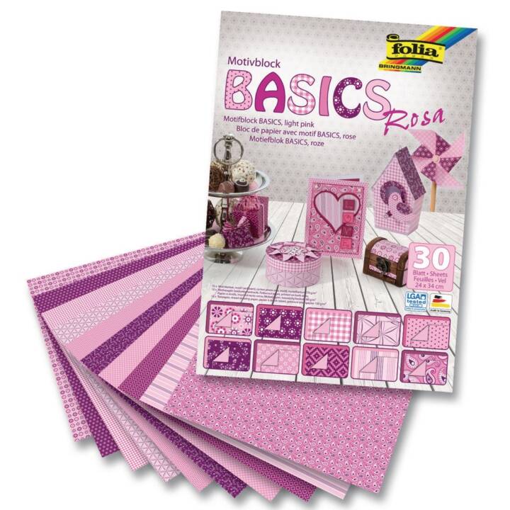 FOLIA Spezialpapier Basics (Pink, 30 Blatt)