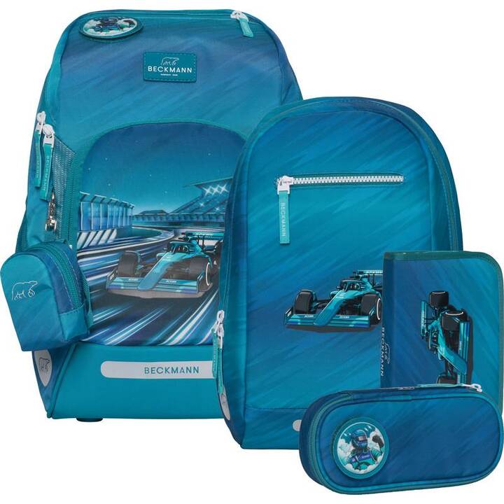 BECKMANN Schulranzen Set Active Air FLX Racing (25 l, Blau, Mehrfarbig)