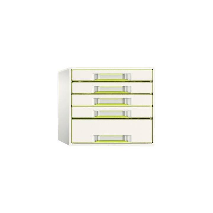 LEITZ Boite à tiroirs de bureau Wow (A4, 287.0 mm  x 270.0 mm  x 363.0 mm, Vert, Blanc)