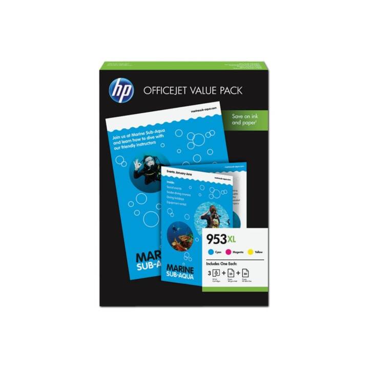 HP Tintenpatrone + Inkjektpapier + Kopierpapier (Gelb, Magenta, Cyan, Multipack)