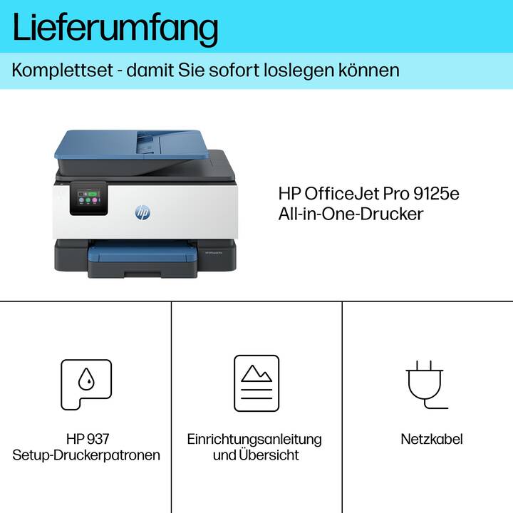 HP OfficeJet Pro 9125e All-in-One (Tintendrucker, Farbe, Instant Ink, Bluetooth)