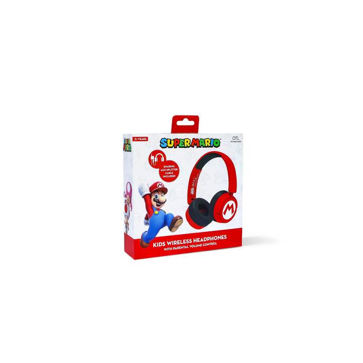 OTL TECHNOLOGIES Super Mario Cuffie per bambini (Bluetooth 5.1, Rosso)