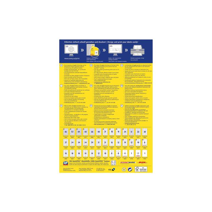 AVERY ZWECKFORM Feuilles d'étiquettes d'imprimante (35 x 105 mm)