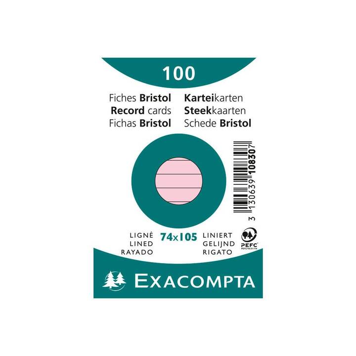 EXACOMPTA Cartes-fiches (A7, Pink, Ligné, 100 pièce)
