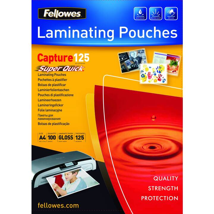 FELLOWES Pouches di plastificazione (A4, 125 µm, 100 pièce)