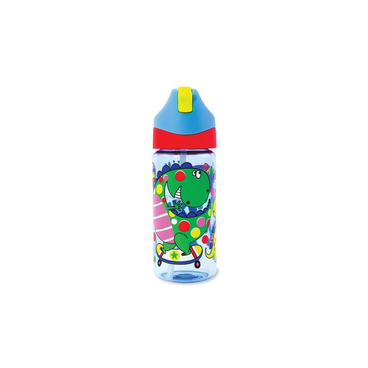 RACHEL ELLEN Kindertrinkflasche Dinosaur (0.35 l, Transparent, Hellblau, Mehrfarbig)