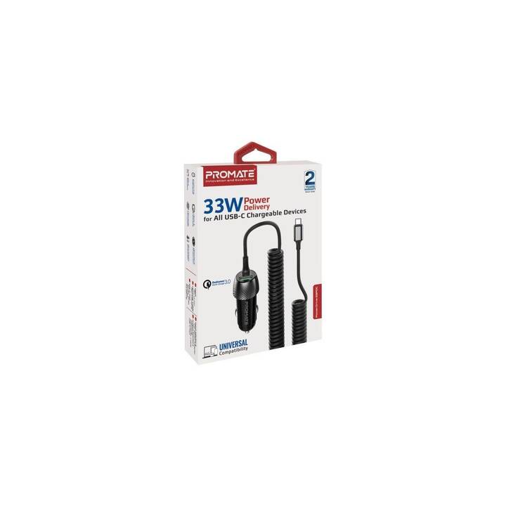 PROMATE Chargeur auto PowerDrive-33PDC (33 W, Allume-cigare, USB de type C)