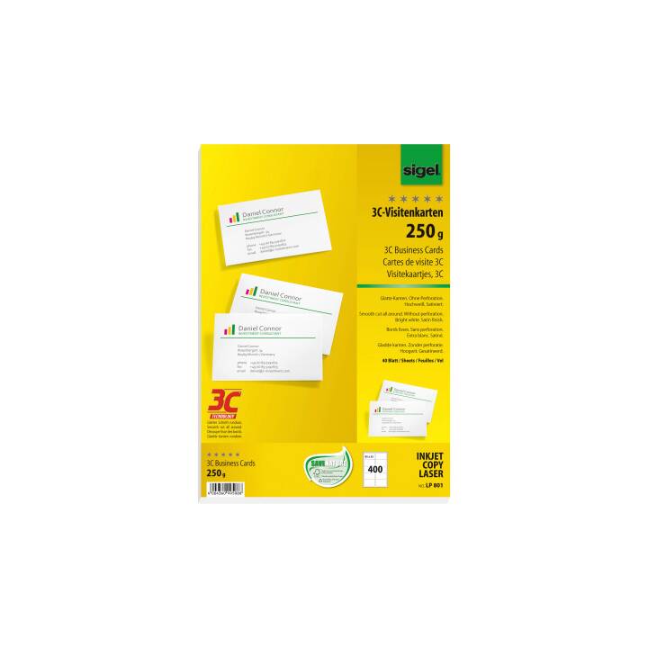 SIGEL LP801 Cartes de visite (40 feuille, A4, 250 g/m2)