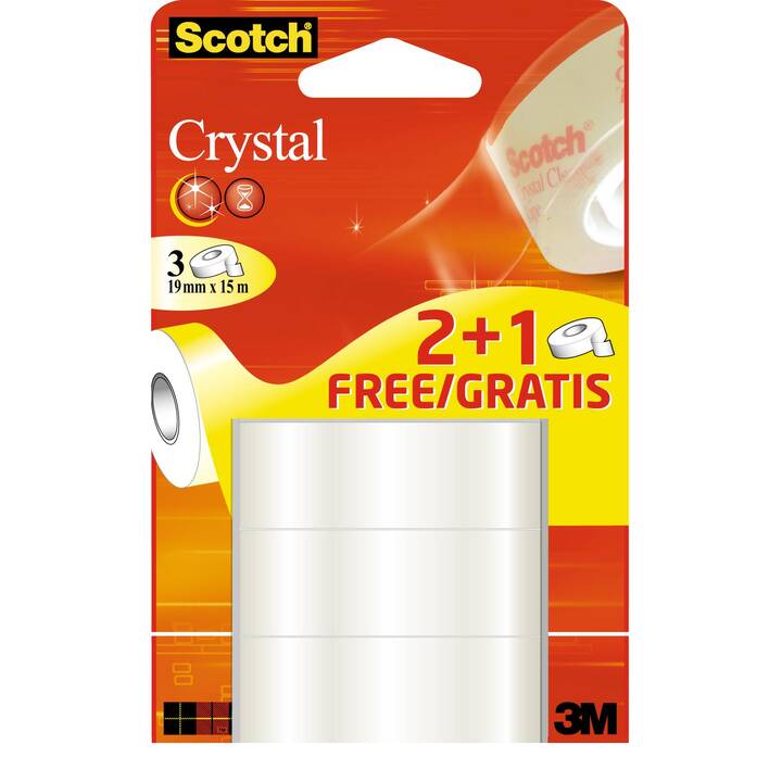 SCOTCH Büroklebeband Crystal (19 mm x 15 m, 3 Stück)