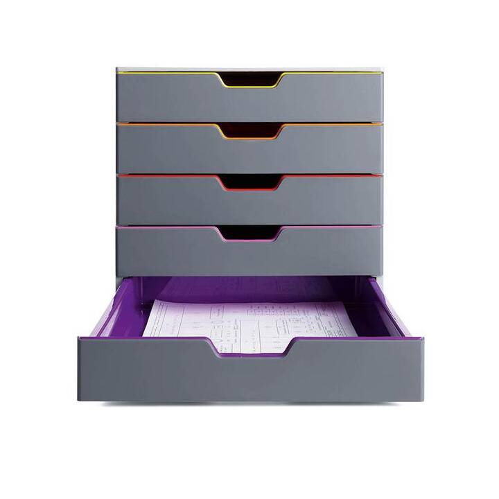 DURABLE Büroschubladenbox Varicolor (C4, 28 cm  x 35.6 cm  x 29.2 cm, Grau, Mehrfarbig)