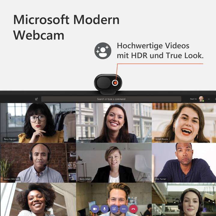 MICROSOFT Modern Webcam (1920 x 1080, Schwarz)
