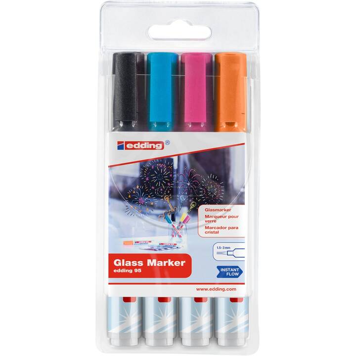 EDDING Whiteboard Marker (Orange, Blau, Pink, Schwarz, 4 Stück)