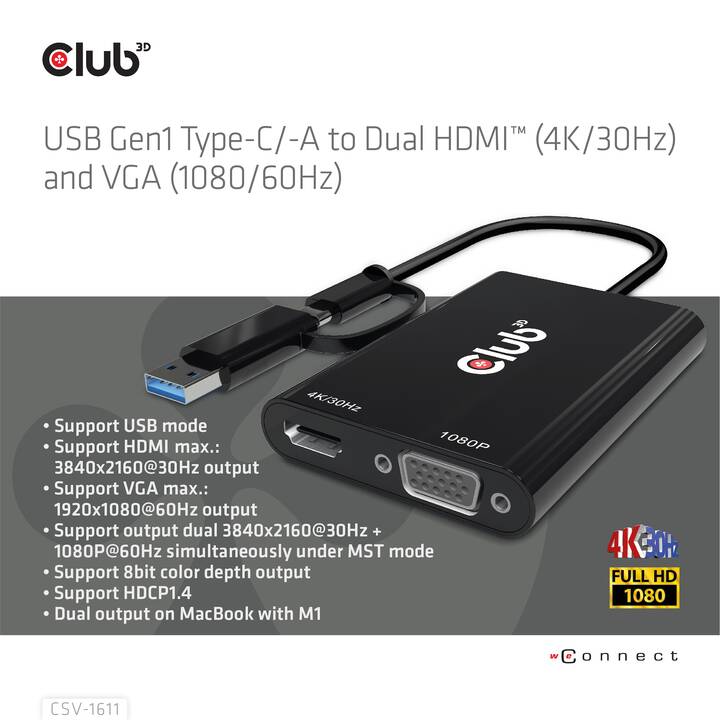CLUB 3D CSV-1611 Adaptateur vidéo (USB Type-C)