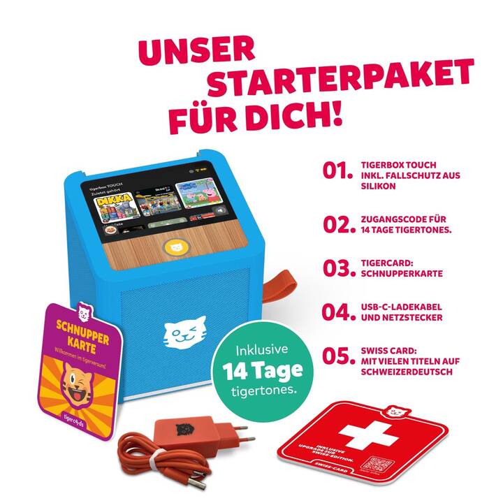 TIGERMEDIA Lecteur audio pour enfants Tigerbox Touch Plus Swiss Edition (DE, Suisse allemand)