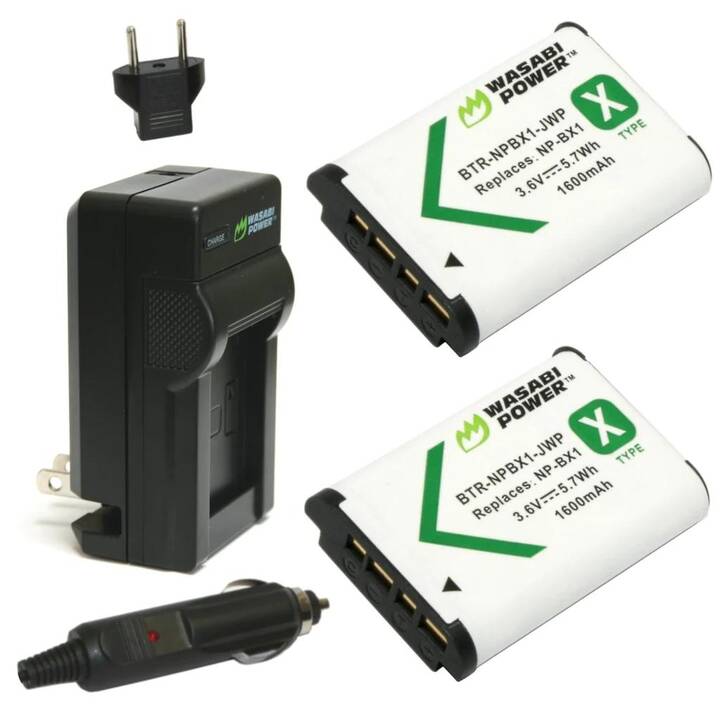 WASABI POWER Sony NP-BX1 Battery (2-Pack) + Charger Akku und Ladegerät (Lithium-Ionen, 1600 mAh)