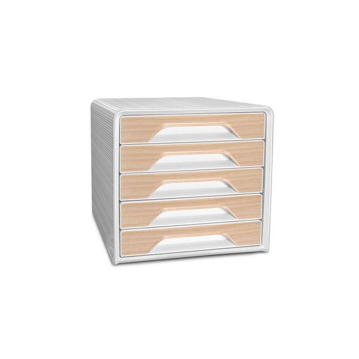 CEP Boite à tiroirs de bureau Smoove Silva (A4, 28.8 cm  x 36 cm  x 27.1 cm, Nature, Blanc)