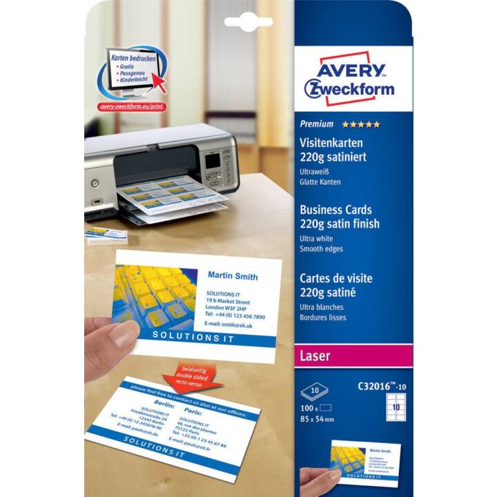 AVERY ZWECKFORM Cartes de visite (10 feuille, A4, 220 g/m2)