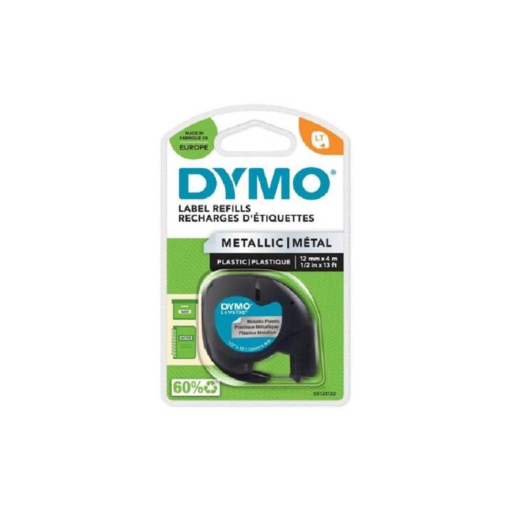 DYMO LT Metallic Ruban d'écriture (Noir / Argent métallisé, 12 mm)