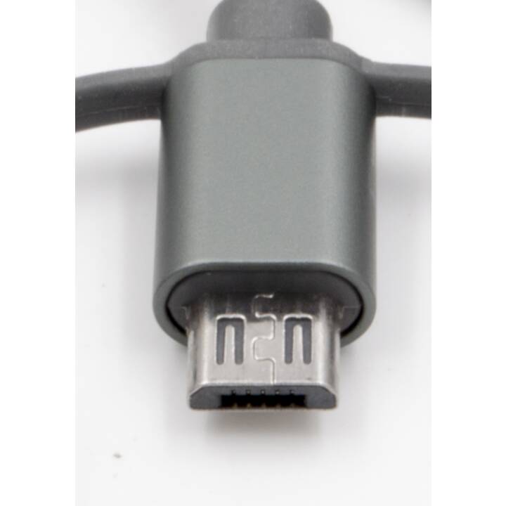 EXSYS Multidapterkabel (USB-MicroB, USB-C, Apple Lightning, 1 m, Silber)