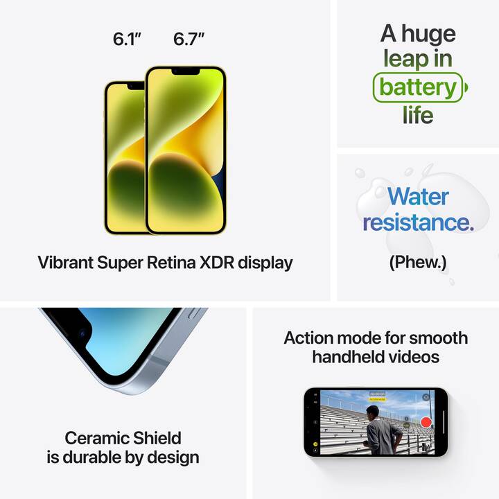 APPLE iPhone 14 Plus (5G, 128 GB, 6.7", 12 MP, Polarstern)