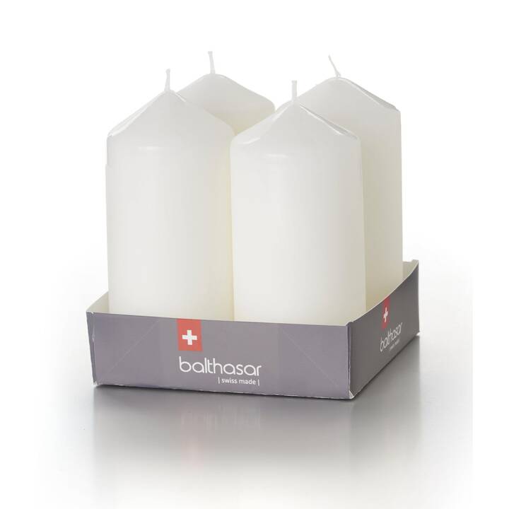 BALTHASAR Bougie cylindrique (Blanc, 4 pièce)