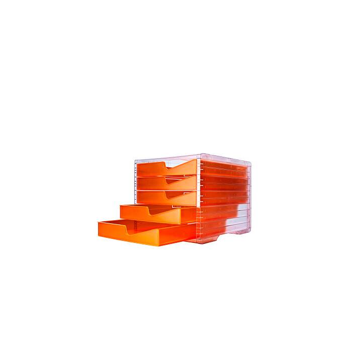 STYRO Cassettiera da scrivania (C4, 270.0 mm  x 340.0 mm  x 255.0 mm, Transparente, Arancione)