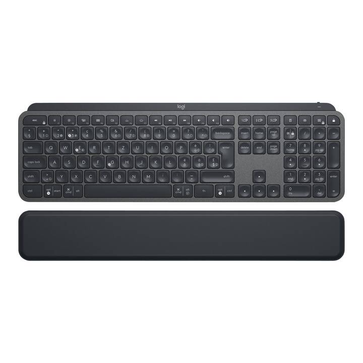LOGITECH MX Keys Plus - Advanced Wireless Illuminated Keyboard with Palmrest (Funk (RF), Bluetooth, USB, Schweiz, Kabellos)