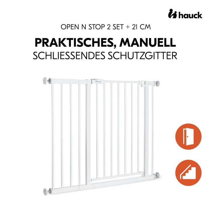 HAUCK Cancello di sicurezza Open N Stop 2 incl. prolunga 21 cm (96 cm - 101 cm)