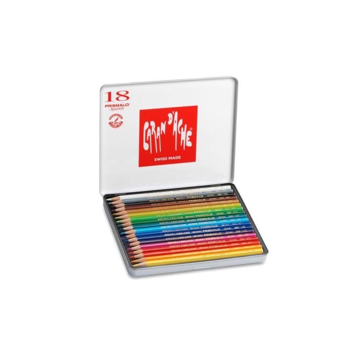 CARAN D'ACHE Crayons de couleur aquarellables Prismalo (Multicolore, 18 pièce)