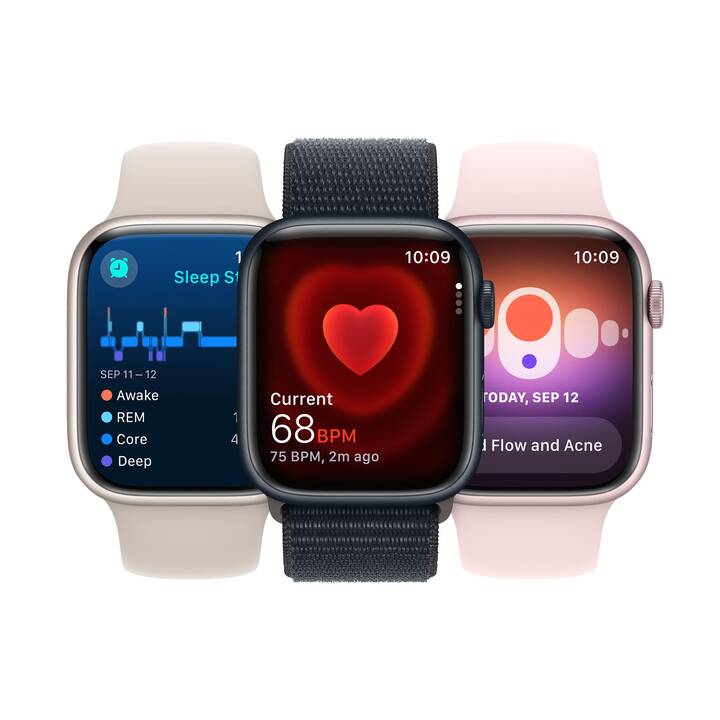 APPLE Watch Series 9 GPS (45 mm, Aluminium, S/M)