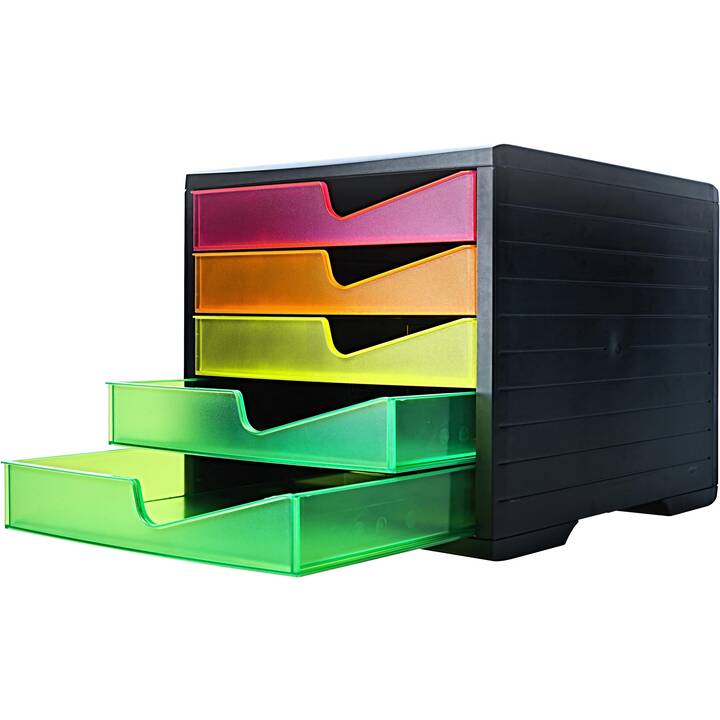 STYRO Boite à tiroirs de bureau NEONline (C4, 270.0 mm  x 340.0 mm  x 255.0 mm, Multicolore, Noir)
