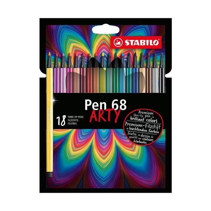 STABILO Pen 68 ARTY Filzstift (Mehrfarbig, 18 Stück)