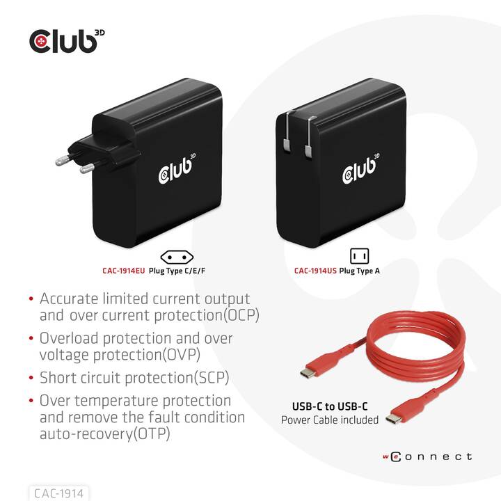 CLUB 3D CAC-1914 Wandladegerät (USB-C)