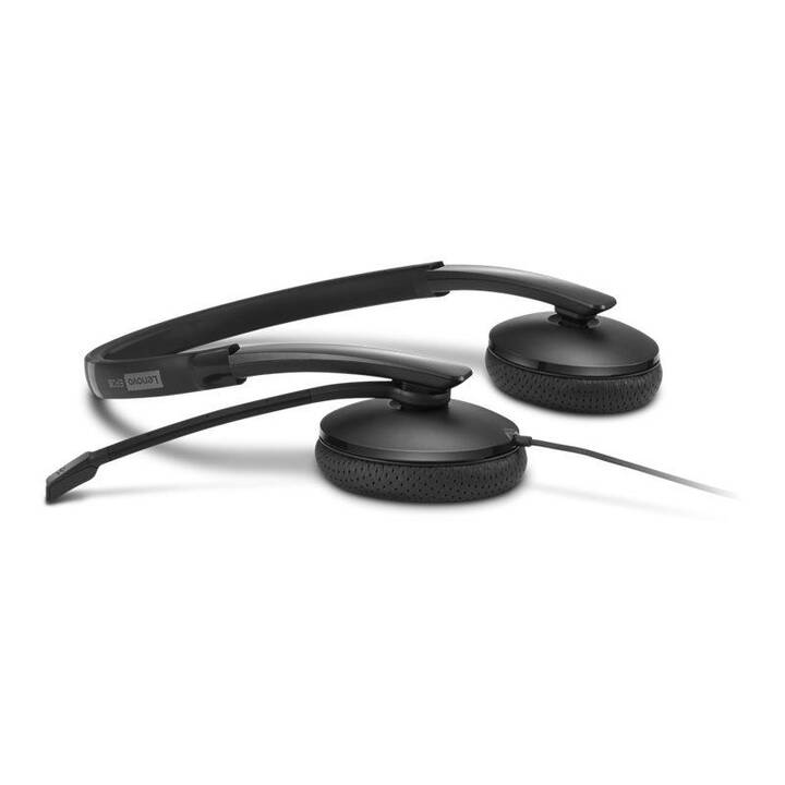 LENOVO Casque micro de bureau VoIP (On-Ear, Câble, Noir)