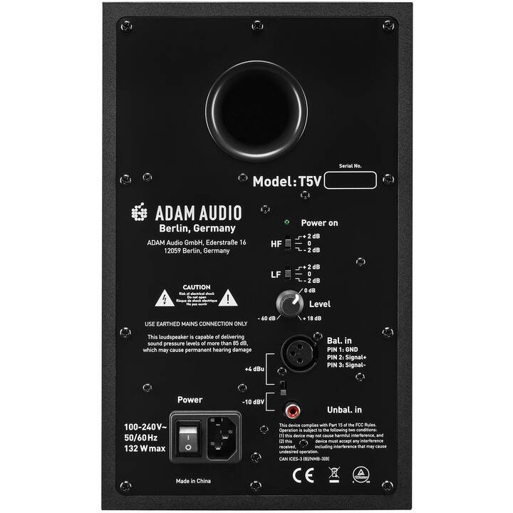 ADAM AUDIO T5V (70 W, Monitorlautsprecher, Schwarz)