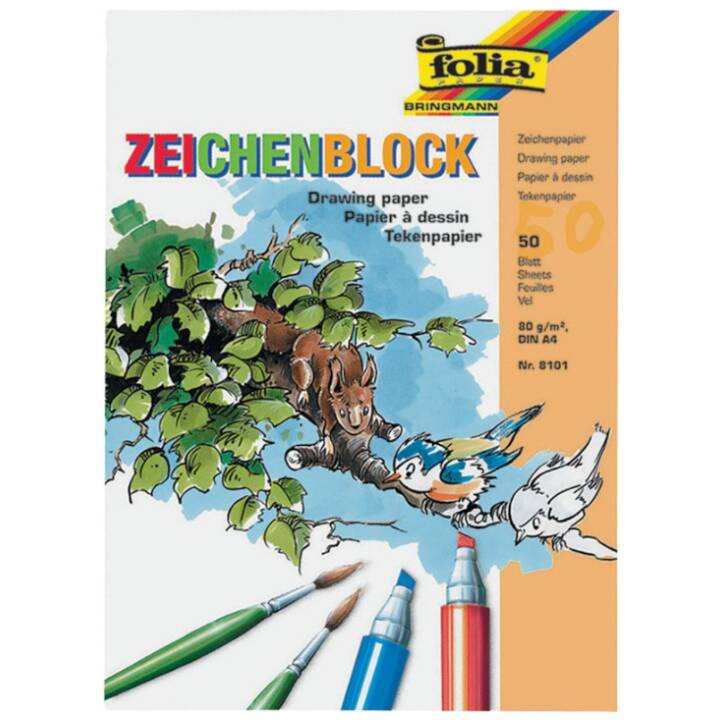 FOLIA Zeichenpapier (Weiss, A4, 50 Stück)